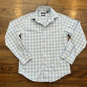 Boy size 10 to 12 long sleeve plaid shirt new without tags made by Chaps